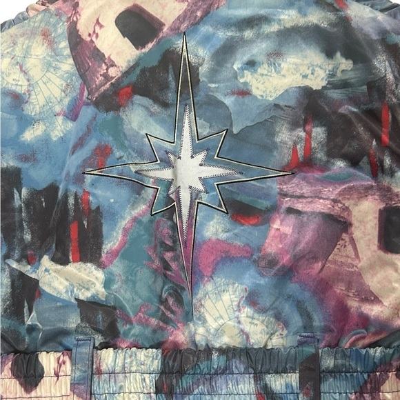 Vintage Polaris Snowmobile Puffer Jacket Thermoloft Belted Abstract Print size M - Picture 14 of 15